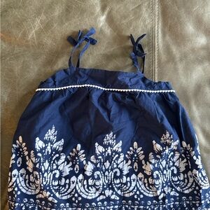 Janie and Jack Navy and White Embroidered Top